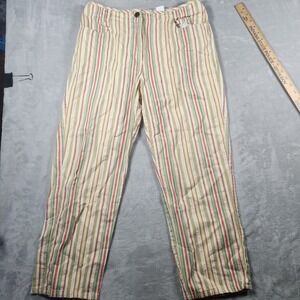 Talbots Petites 100% Cotton Cropped Pants Sz 10 Women's Multicolor Stripe Summer